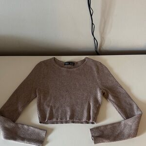 SHEIN Brown Ribbed Crop Top